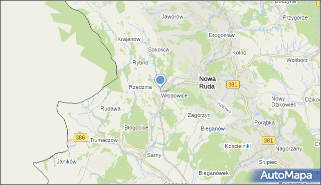 mapa Włodowice, Włodowice gmina Nowa Ruda na mapie Targeo